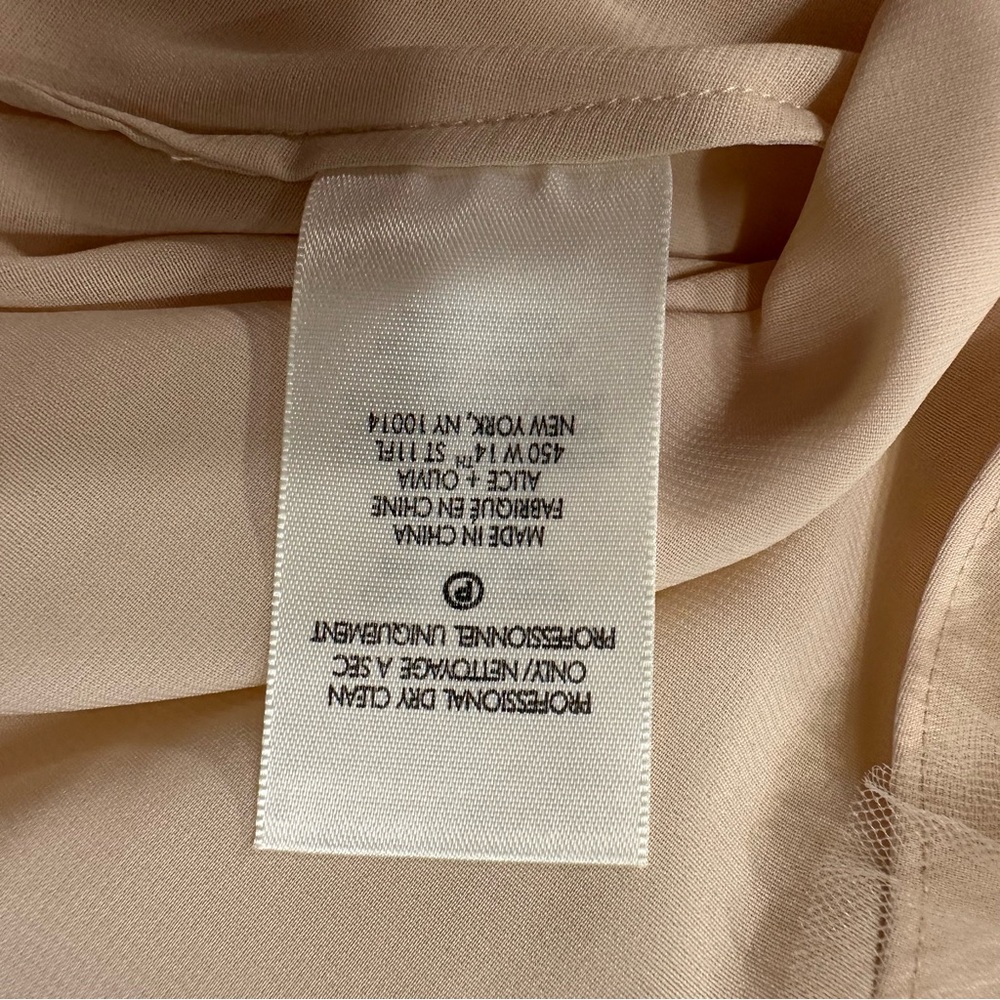 Alice +‎ Olivia Tiered Tulle Midi Skirt Champagne Beige Pleated Mesh CC104086306 - Picture 7 of 10